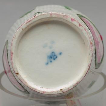 A pair of Marieberg soft paste cups with saucers, 18th Century.