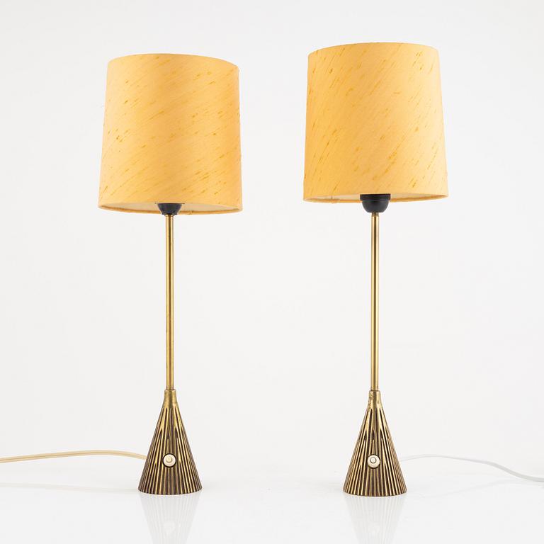 Bo Råman, a pair of brass table lamps, ASEA, mid 20th century.