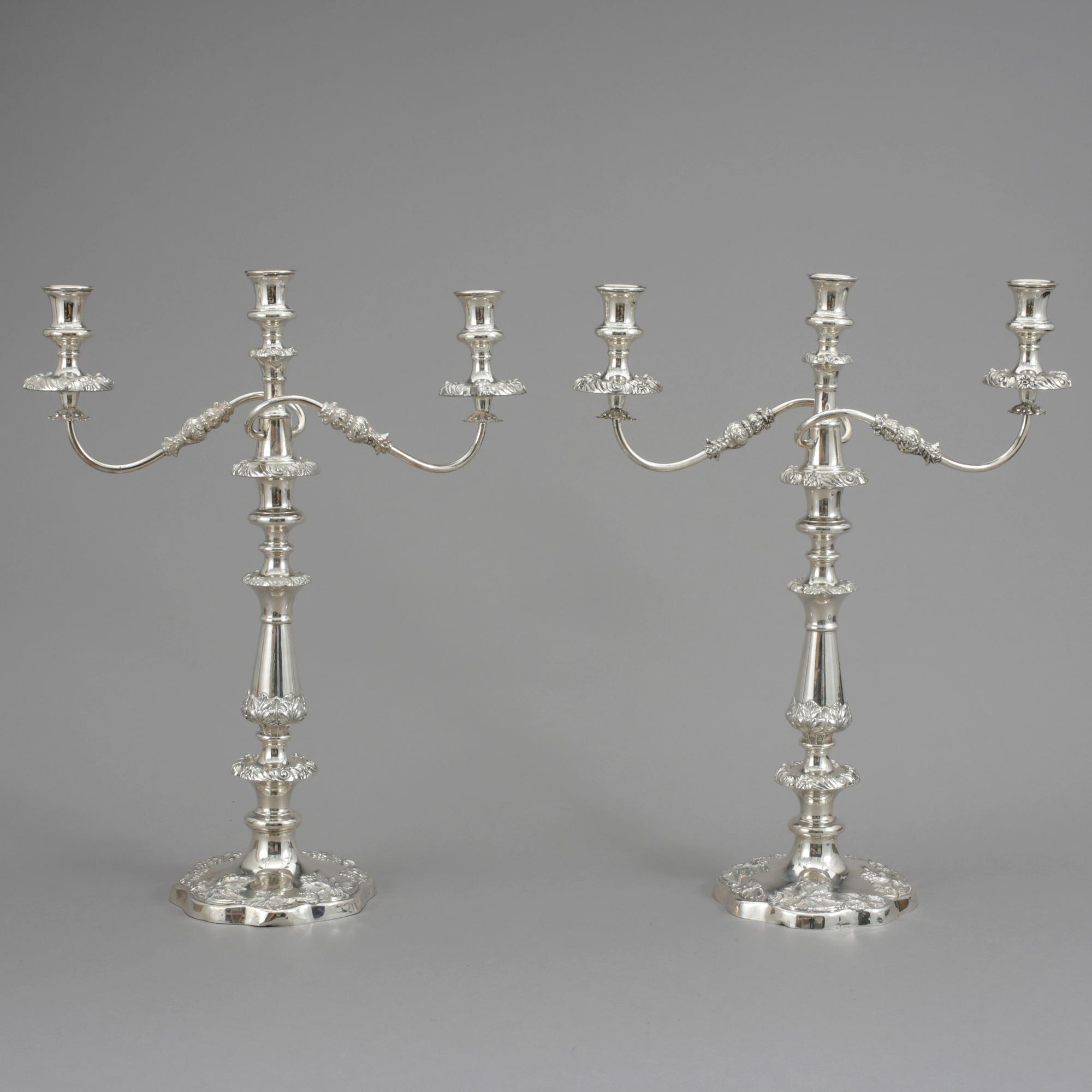 KANDELABRAR, ett par, nysilver, 1900-tal.