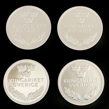 MINNESMYNT, 23 st, sterlingsilver, "Sveriges regenter", ca 621 g.