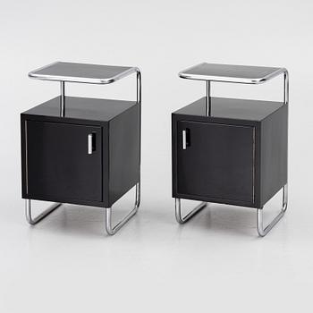 Bedside tables, a pair, Functionalist, 1930s.