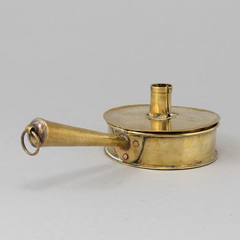 LJUSSTAKE, sk stumpastake, mässing, 1700-tal.