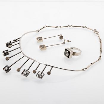 Jewellery set, 3 pieces, silver, Alton Falköping, 1967–1968.