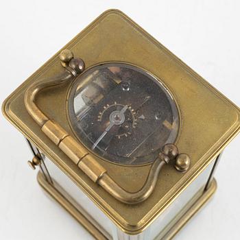 A brass carriage clock, G.W. Linderoth, circa 1900.