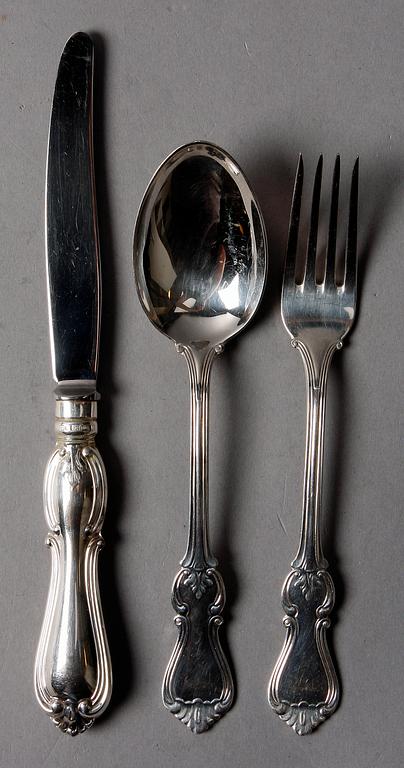 BESTICKSERVISDELAR, 13 st, silver. Modell: Olga. Bla GAB 1990.