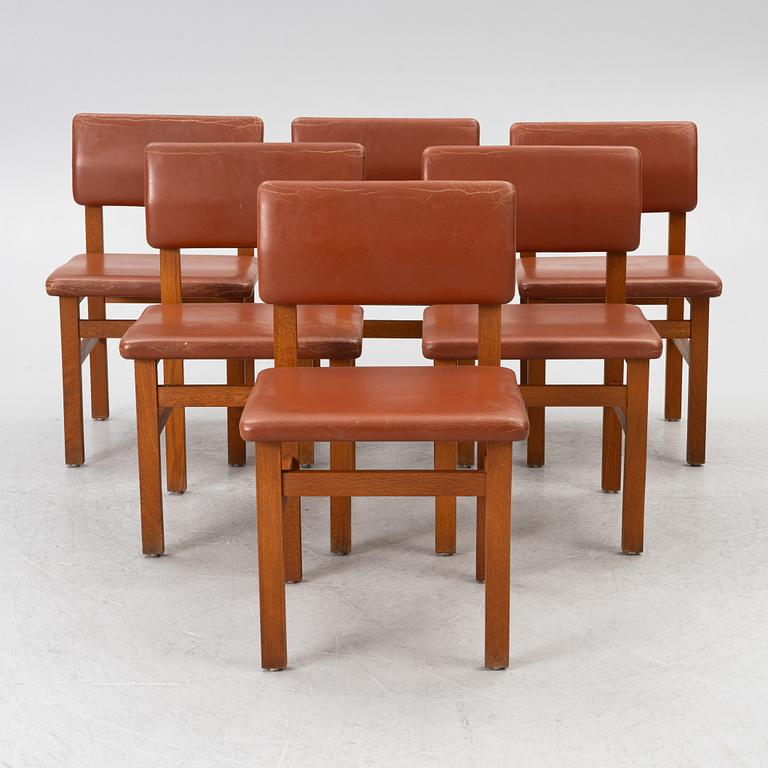 John Kandell, a set of six chairs, J. E. Blomqvist Möbelfabrik, Storvreta, for the Västervik Courthouse, ca. 1959.