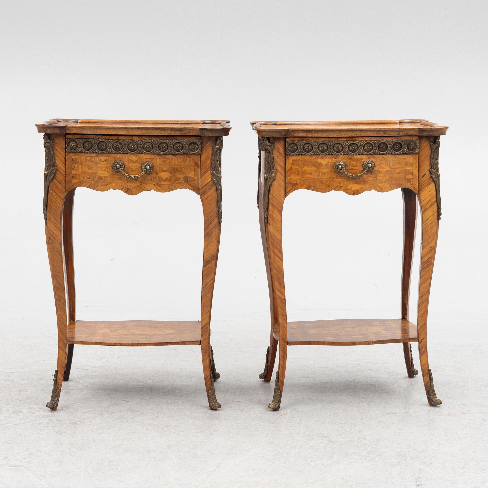 A Pair of Louis XV-Style Bedside Tables, 20th Century.