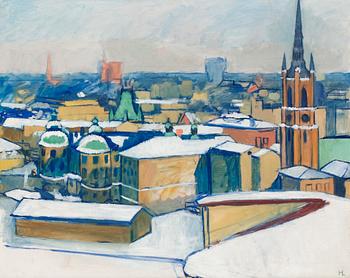 146. Hilding Linnqvist, Vinterutsikt över Riddarholmen.