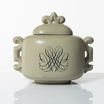 Arthur Percy, urna med lock, Upsala-Ekeby Gefle, 1930-tal.