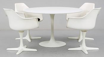 BORD OCH STOLAR, 1+4st, "Tulip", Robin Day, Arkana, England. Formgivna 1950-tal.