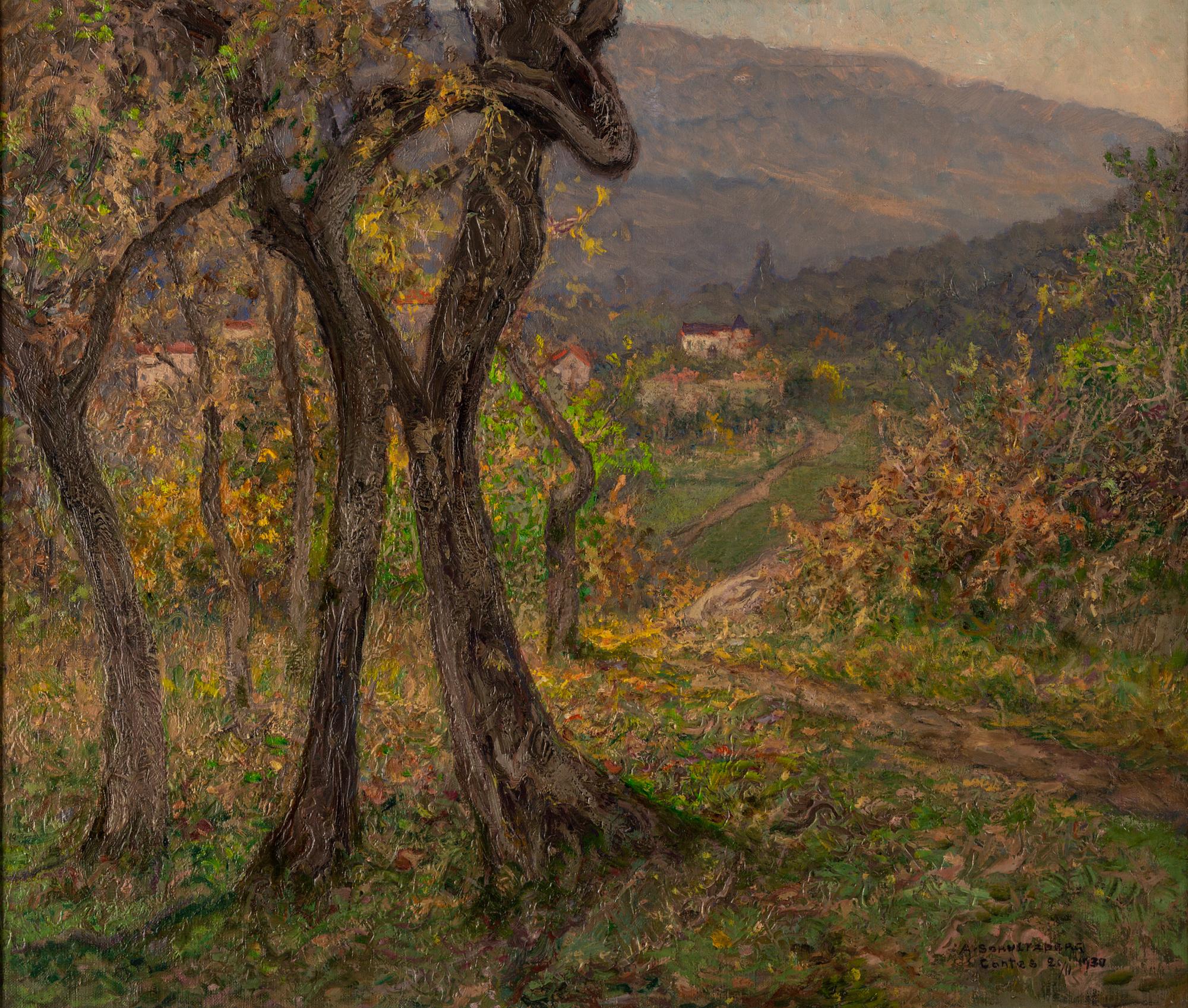 ANSHELM SCHULTZBERG,  oil on canvas, signed and dated Contes 26/11-1930.