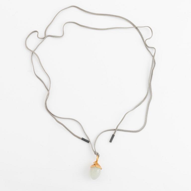 Ole Lynggaard, Charlotte Lynggaard, "Lotus" pendant, 18K gold with moonstone and brilliant cut diamonds.