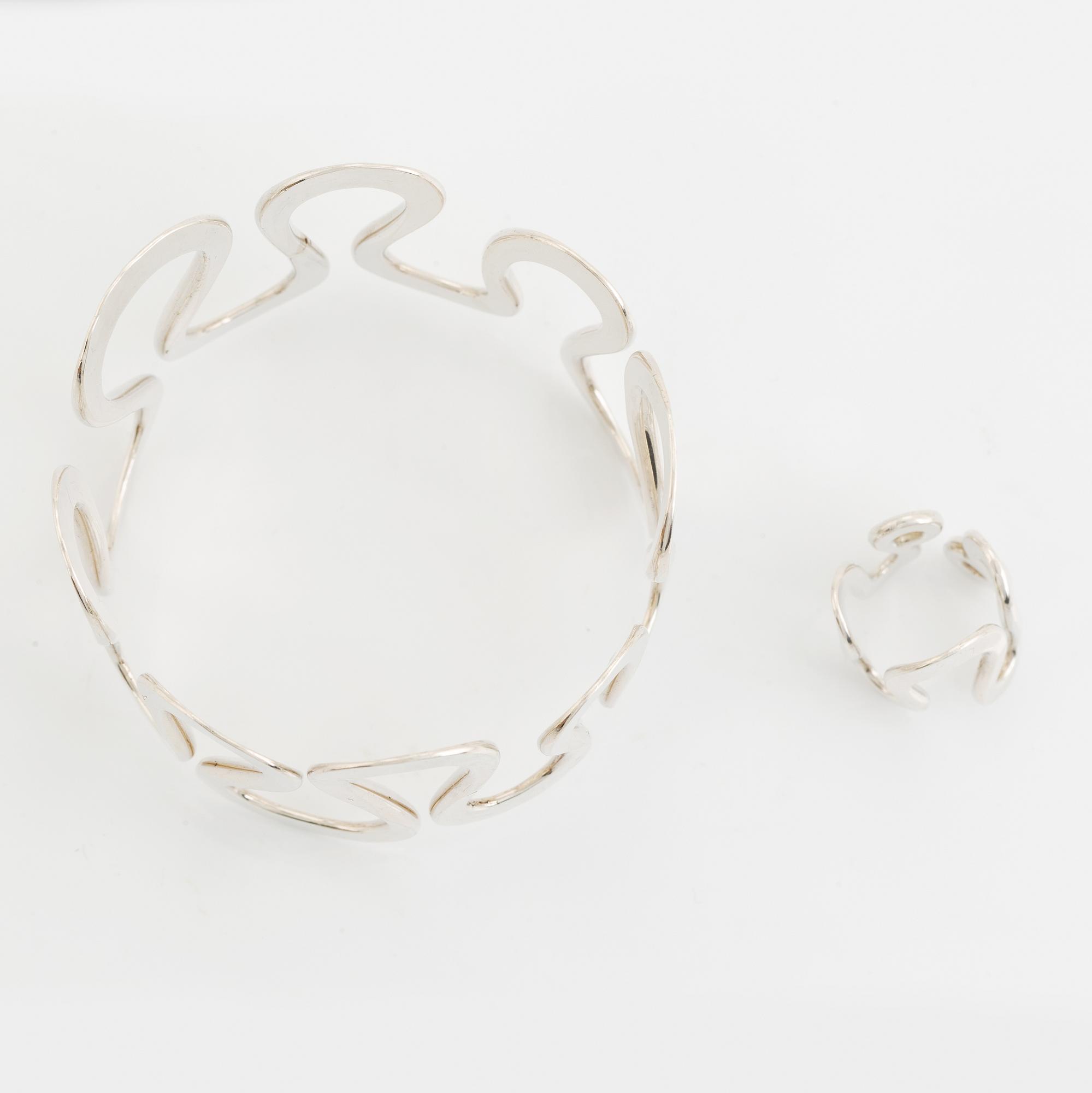 Anna-Greta Eker, bangle and ring, sterling silver. Norway.