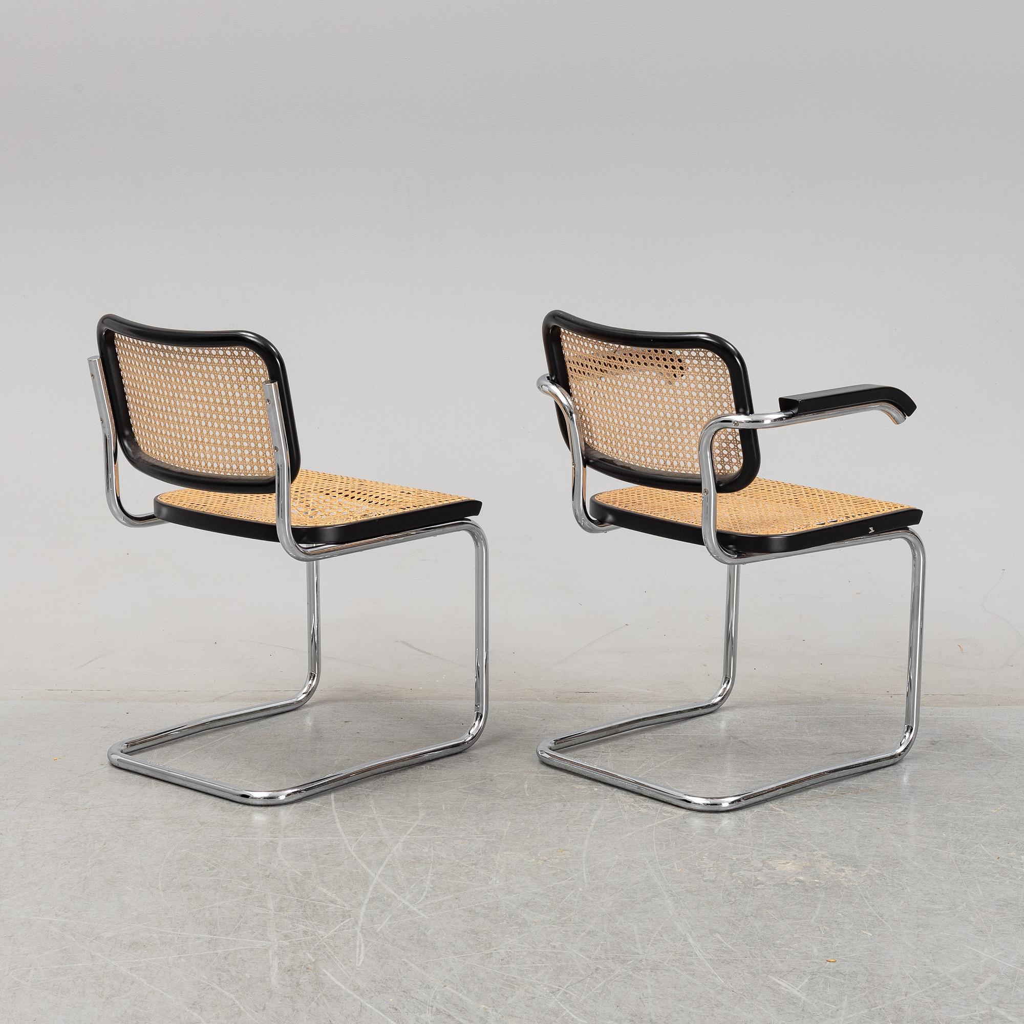 Marcel Breuer, five tubular steel 'Cesca' chairs, Knoll Studio.