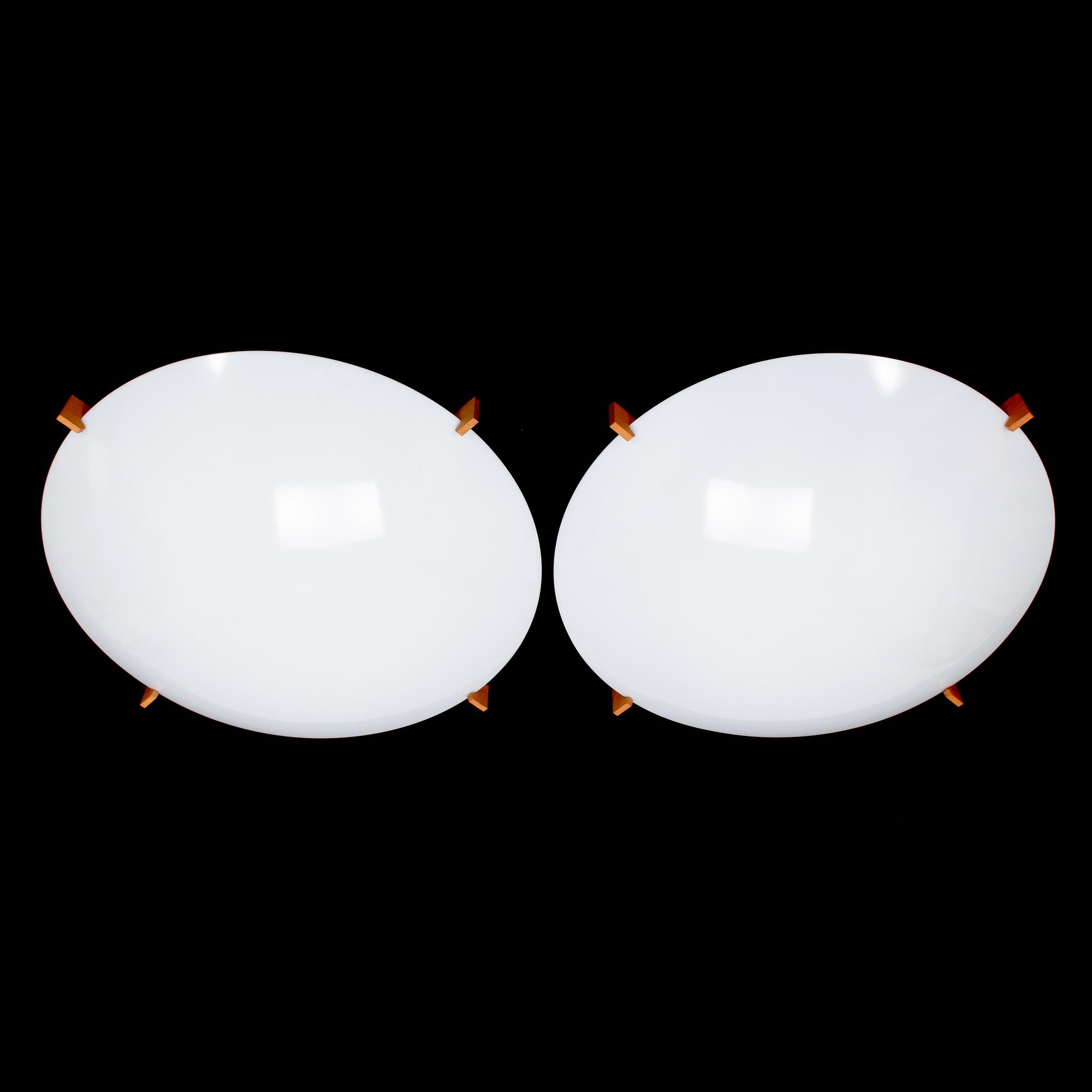 Two plafond ceiling lamps "Plafo" by Uno och Östen Kristiansson, Luxus, Osby, Sweden.