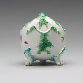A Swedish faience Rörstrand sauce boat, 18th Century.