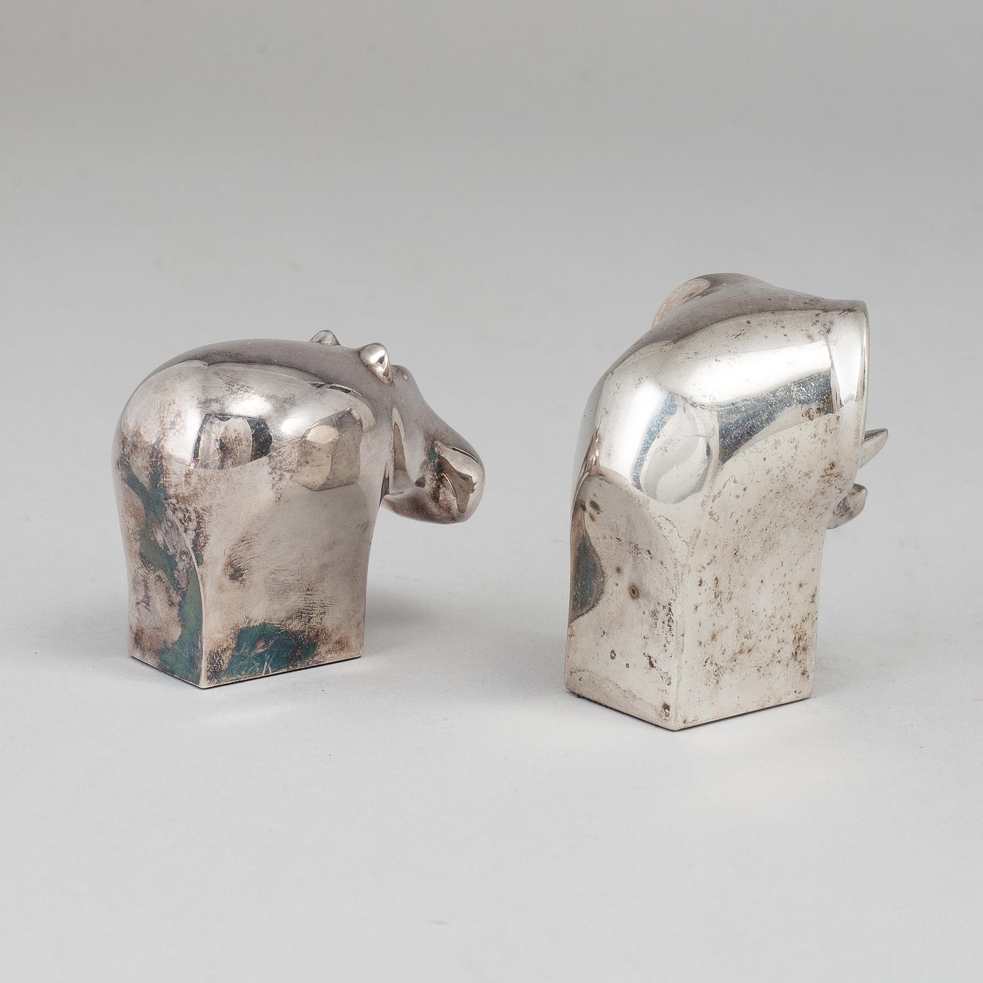 Two electro plated zinc figurines from Dansk Designs, Japan.