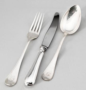 BESTICKSERVIS, 36 delar, silver, "Svensk rund", DA, Stockholm 1921 resp GAB, 1998. Totalvikt ca 2000 gram.