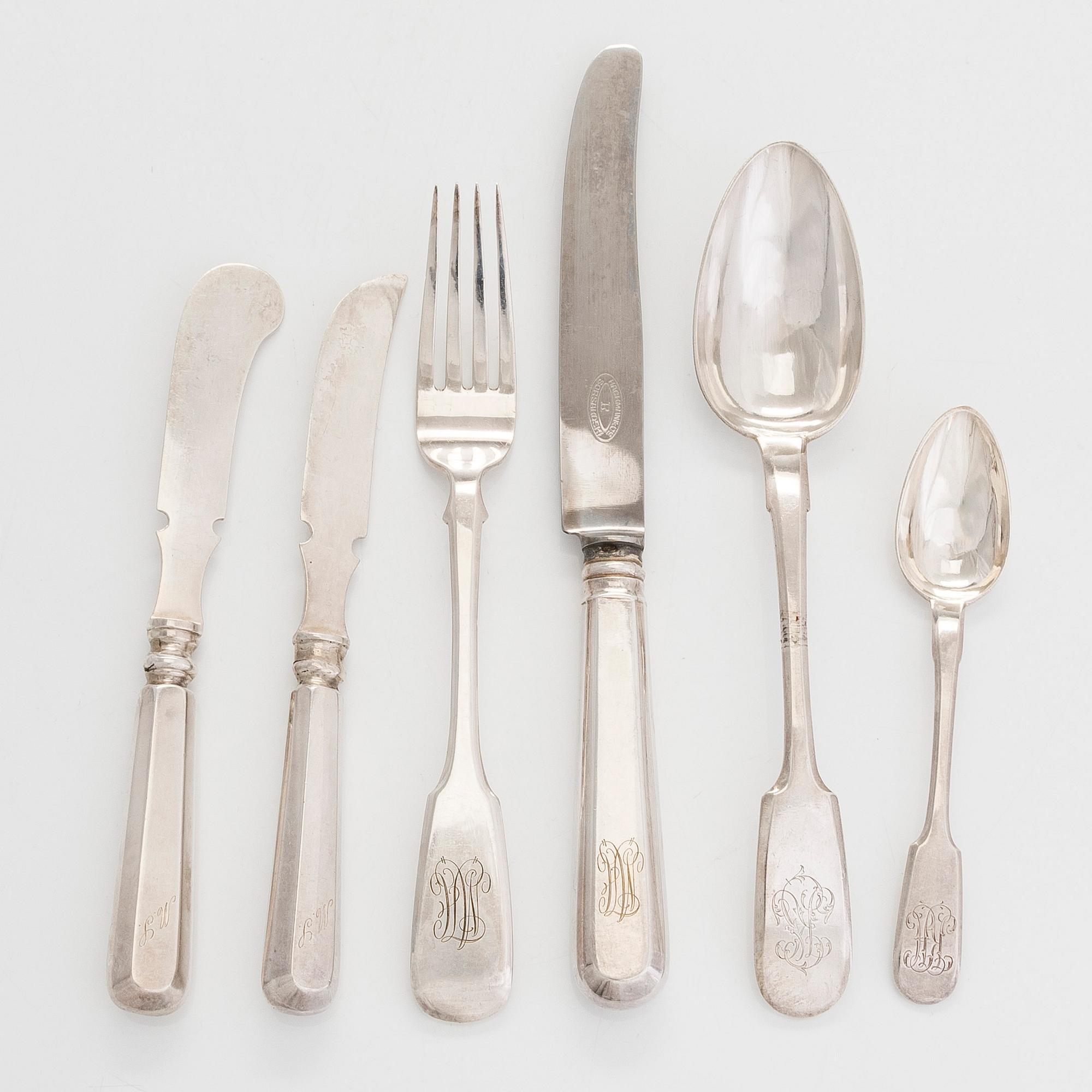A 30-piece set of silver cutlery, St. Petersburg, Vyborg and Helsinki 1873-1920.