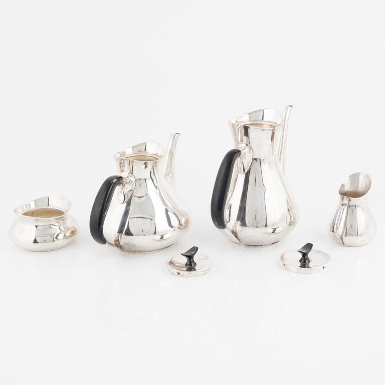 Hans Bunde, kaffe- och teservis, nysilver, 4 delar, Cohr, Danmark 1950-tal.