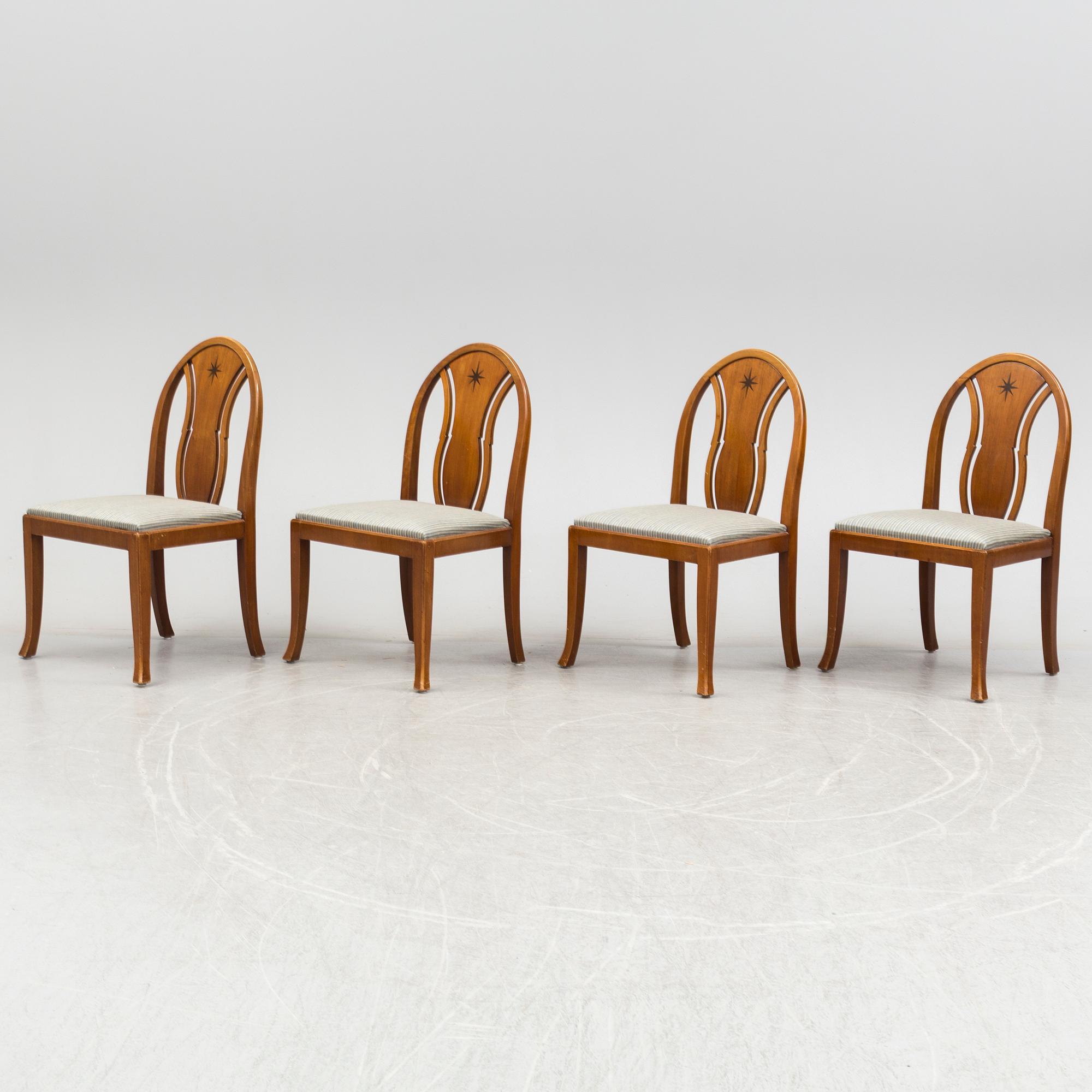 SOFA, TABLE AND FIVE CHAIRS, mid 20th century.