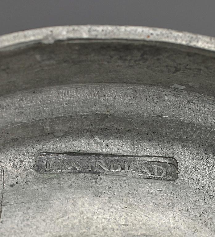 LJUSSTAKAR, 3 st, tenn, bl a Isak Winblad (verksam 1835-1851), Karlshamn.