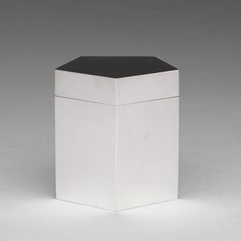 Wiwen Nilsson, a sterling pentagonal lidded jar, Lund, Sweden 1974.