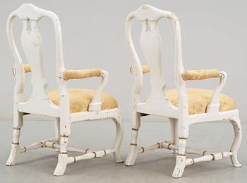 A pair of Swedish Rococo 18th century armchairs.