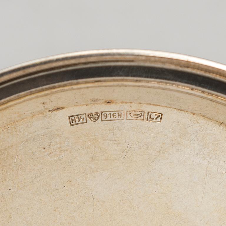 HOLGER RASMUSSEN, ATERIMIA ja LASINALUSIA, 56 osaa, hopeaa 916/925, "Margit", Hopeatehdas oy, Helsinki 1960-luku.