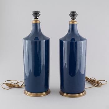 A pair of ceramic Francois Chatain table lamps, France, second half of the 20th century.