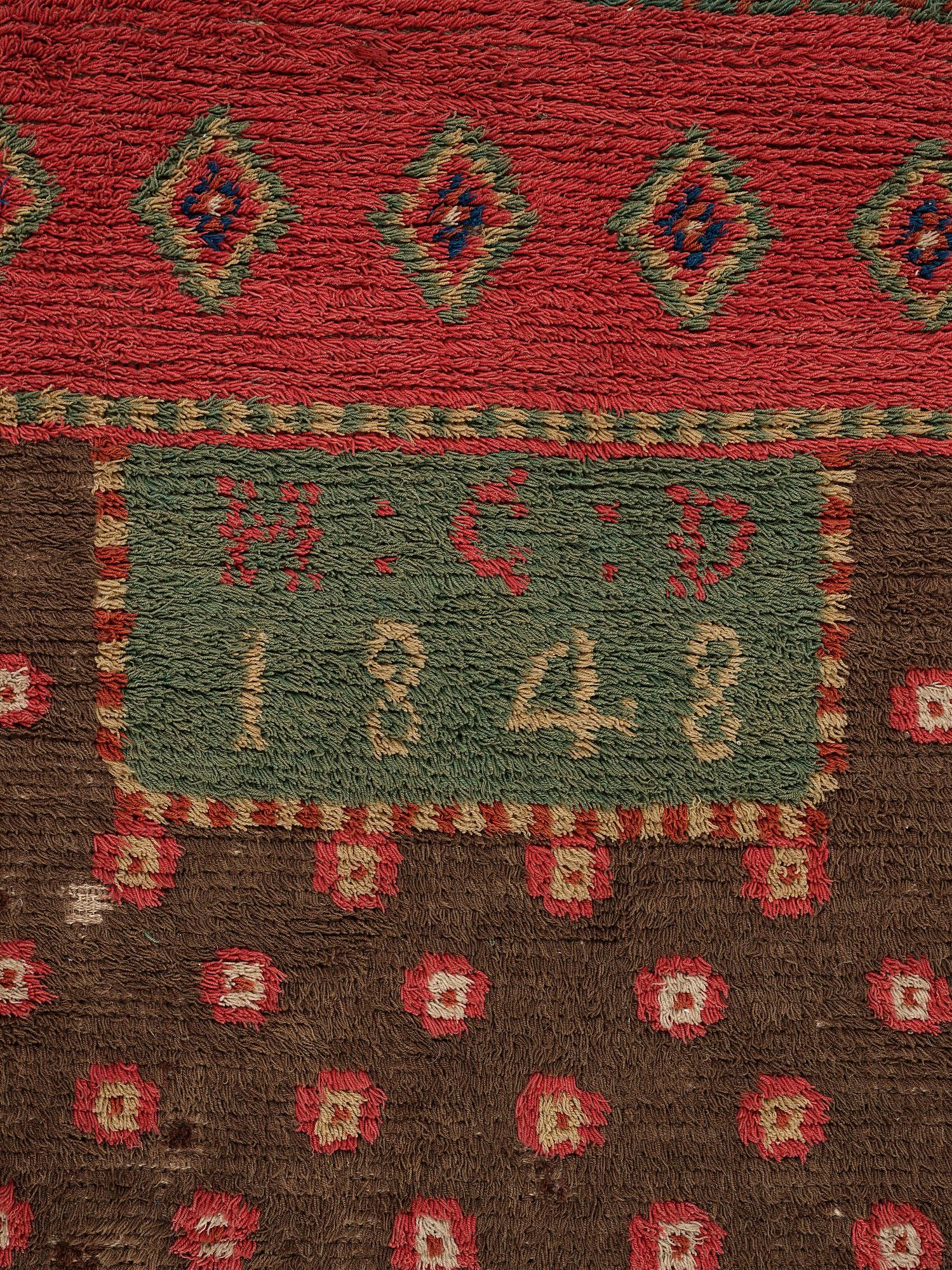 DUBBELRYA, Finland, sannolikt Åland, ca 174-176,5 x 135-138 cm, signerad och daterad H:C:D 1848.