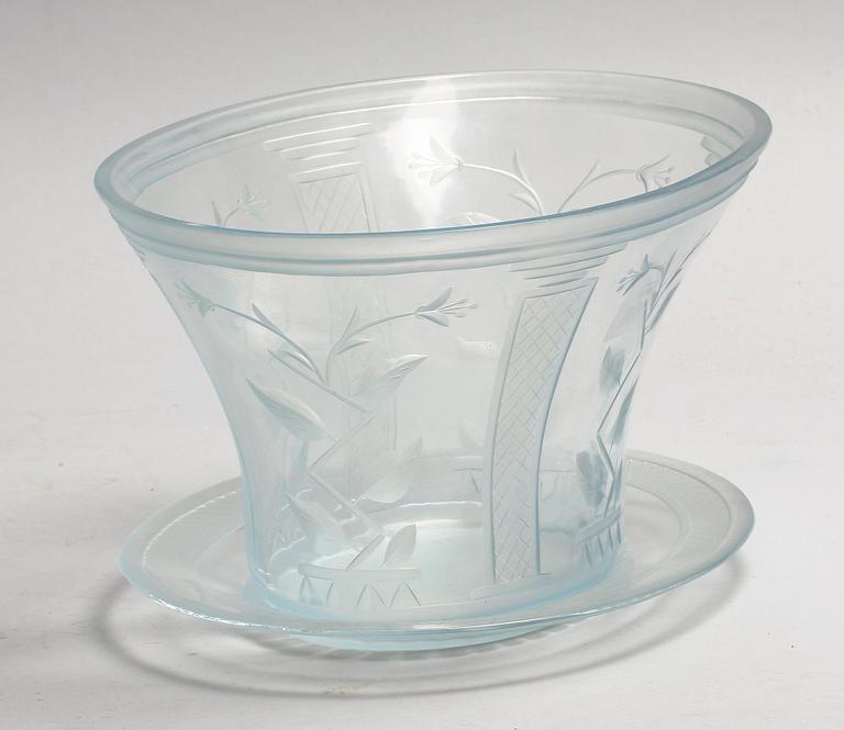 SKÅL med FAT, glas. Orrefors 1930.