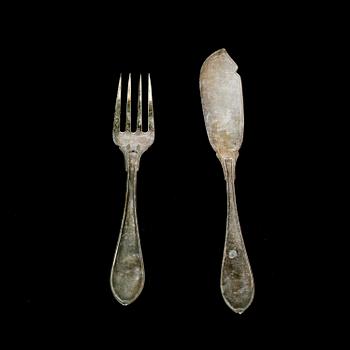 FISKBESTICK, 24 delar, nysilver.