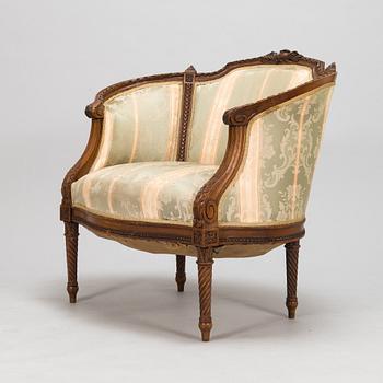 Bergere, fåtölj, Louis XVI-stil, Frankrike, omkring 1900.