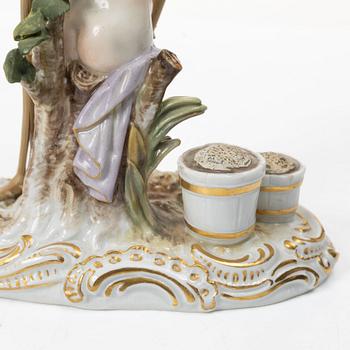 Meissen, Two porcelain figurines, allegories of earth and water, circa 1900.