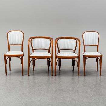 Gustav Siegel, a pair of armchairs, a pair of chairs and a sofa, probably by Jacob & Josef Kohn, Vienna early 1900's.