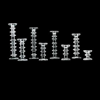 LJUSSTAKAR, 8 st, glas, "Festivo", Timo Sarpaneva, Iittala.