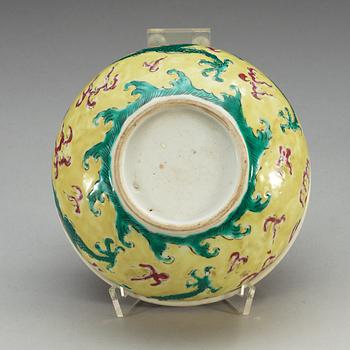 A yellow glazed censer, Qing dynasty.