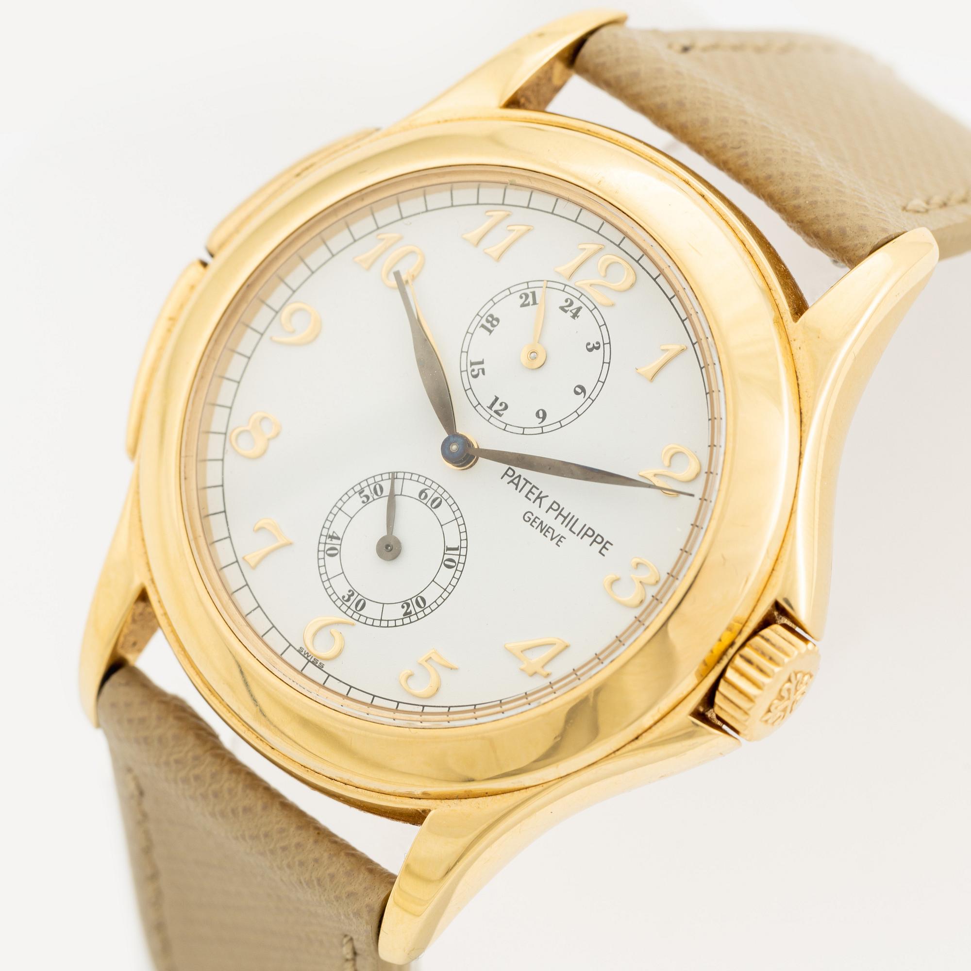 Patek Philippe, Calatrava, Travel Time, "Geneva Seal", wristwatch, 37 mm.