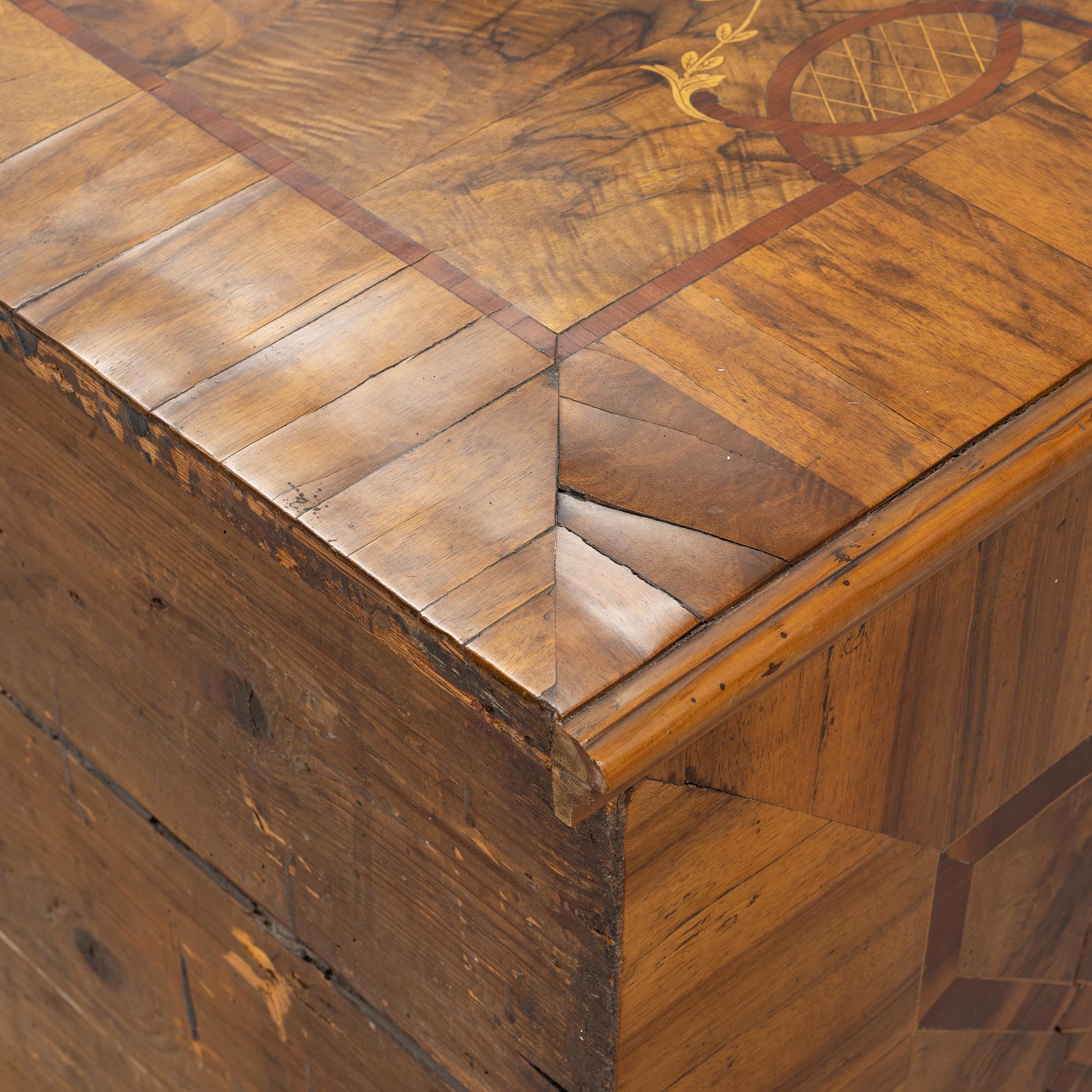 A central european late baroque chest of drawers, first part of the 18th century.