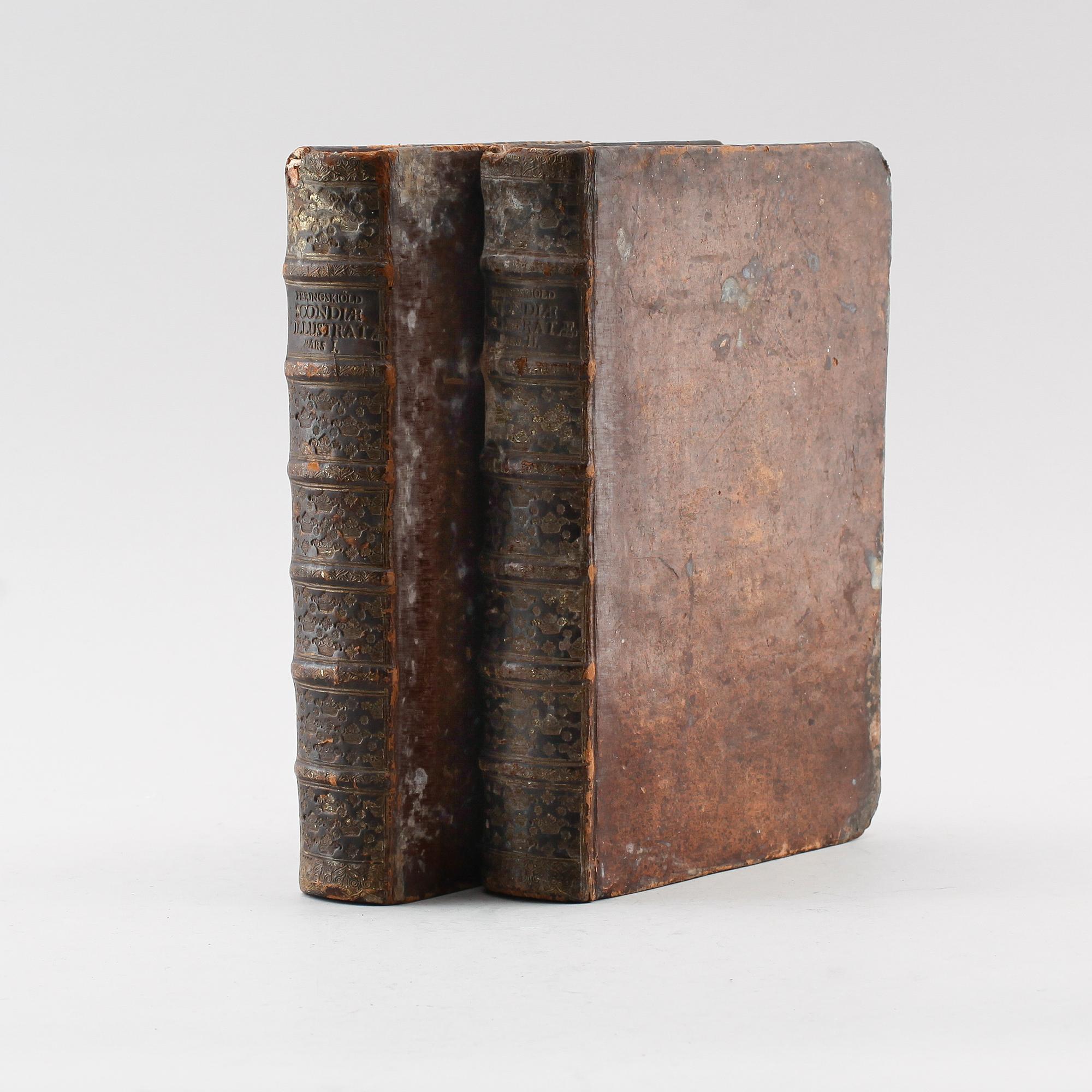 JOHANNES MESSENIUS, 2 vol, Scondia Illustrata, Olavi Enaei Stockholm 1700-1703.