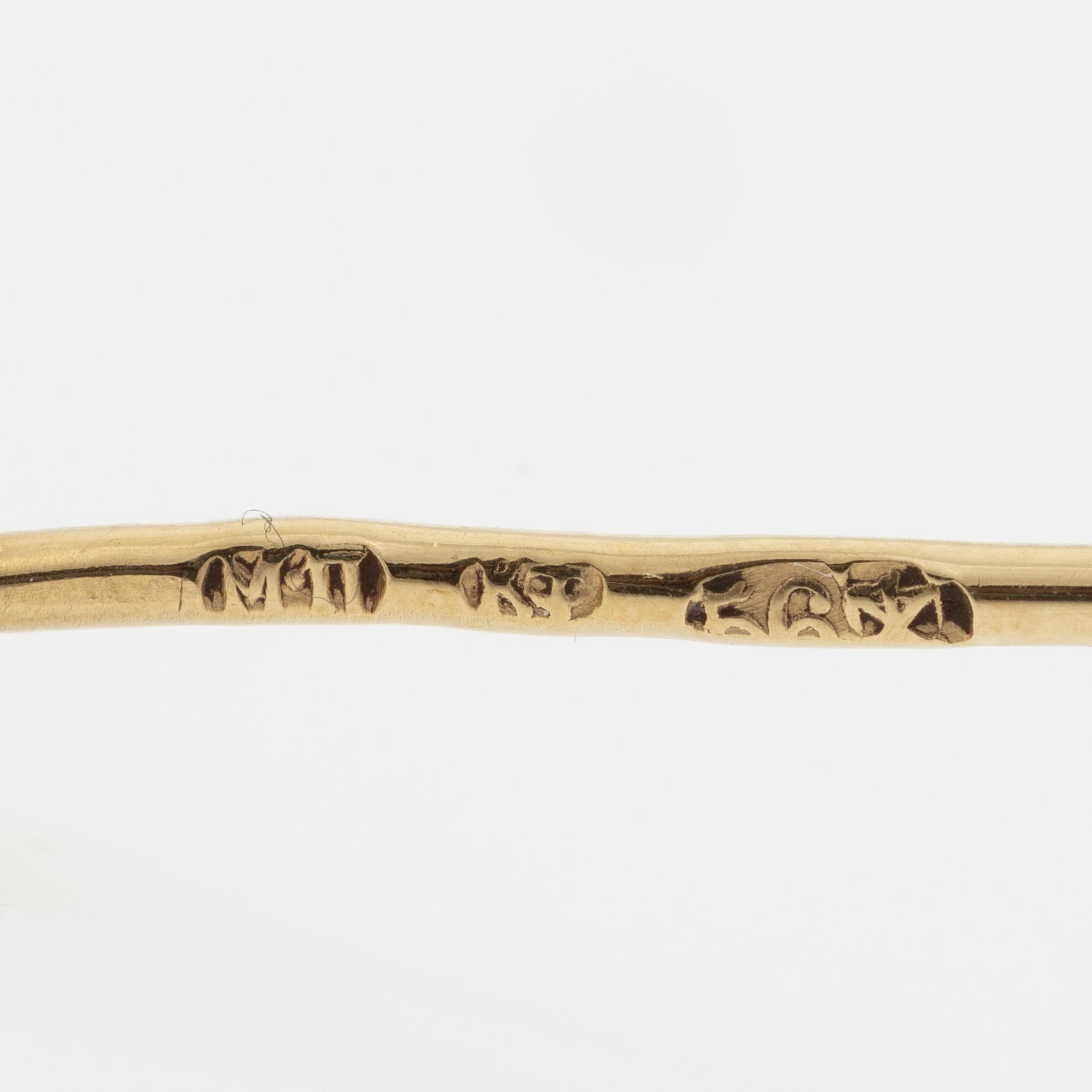 A Fabergé jewelled gold and enamel brooch, workmaster Mikhail Perkhin, St Petersburg, 1895-1903.