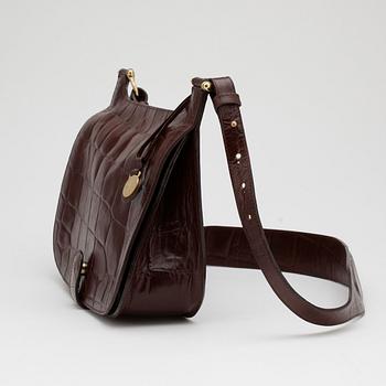 MULBERRY, a brown crocodile embossed leather shoulder bag.