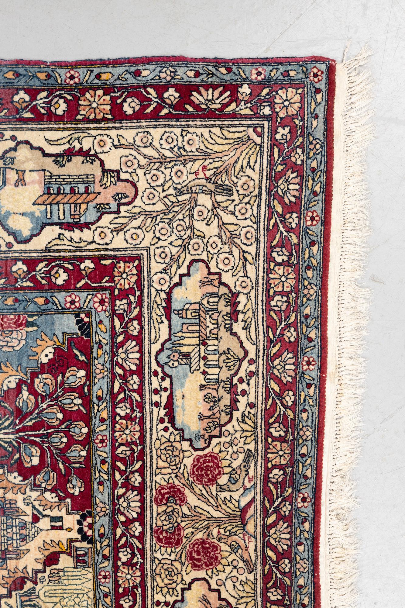 A carpet, figural semi-antique Kerman /Teheran, ca 319 x 210--215 cm.
