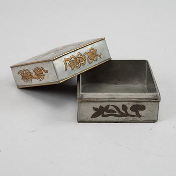 A Chinese pewter food container, Qing dynasty, circa 1900.