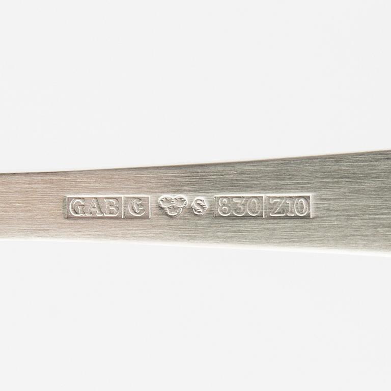 A Sweish 20th century set of 30 pcs of sivler cutlery "Rosenholm" mark of Gense Eskilstuna 1999 total weight 1620 grams.