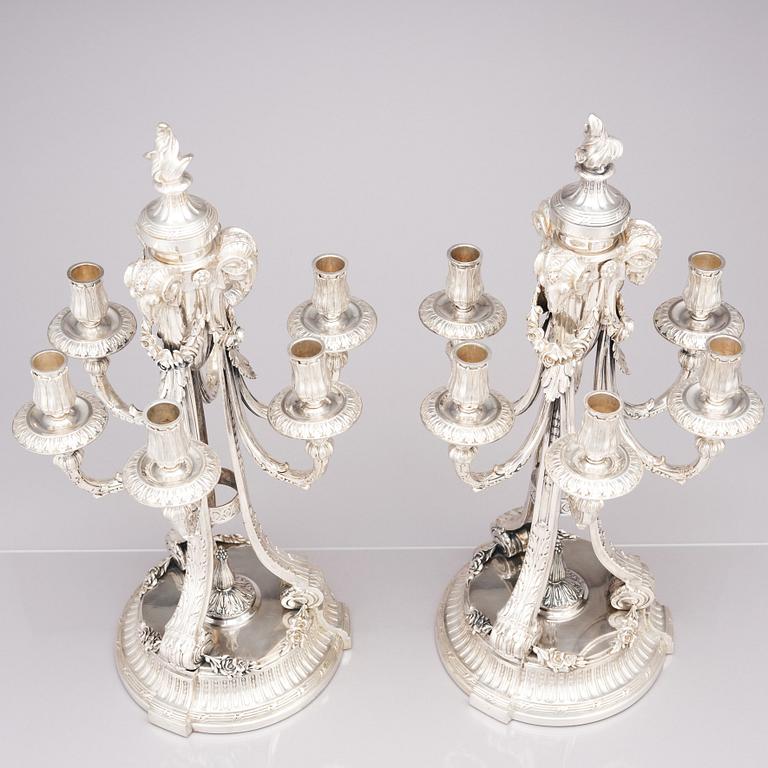 A pair of Swedish silver candelabras, CH Hallberg, Stockholm 1907.