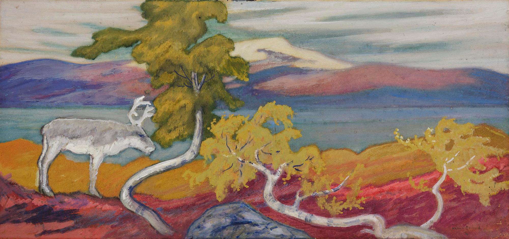Helmer Osslund, Landscape with reindeer.