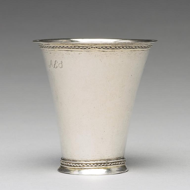 A Swedish 18th century parcel-gilt silver beaker, mark of Erik Broberg, Borås 1724.