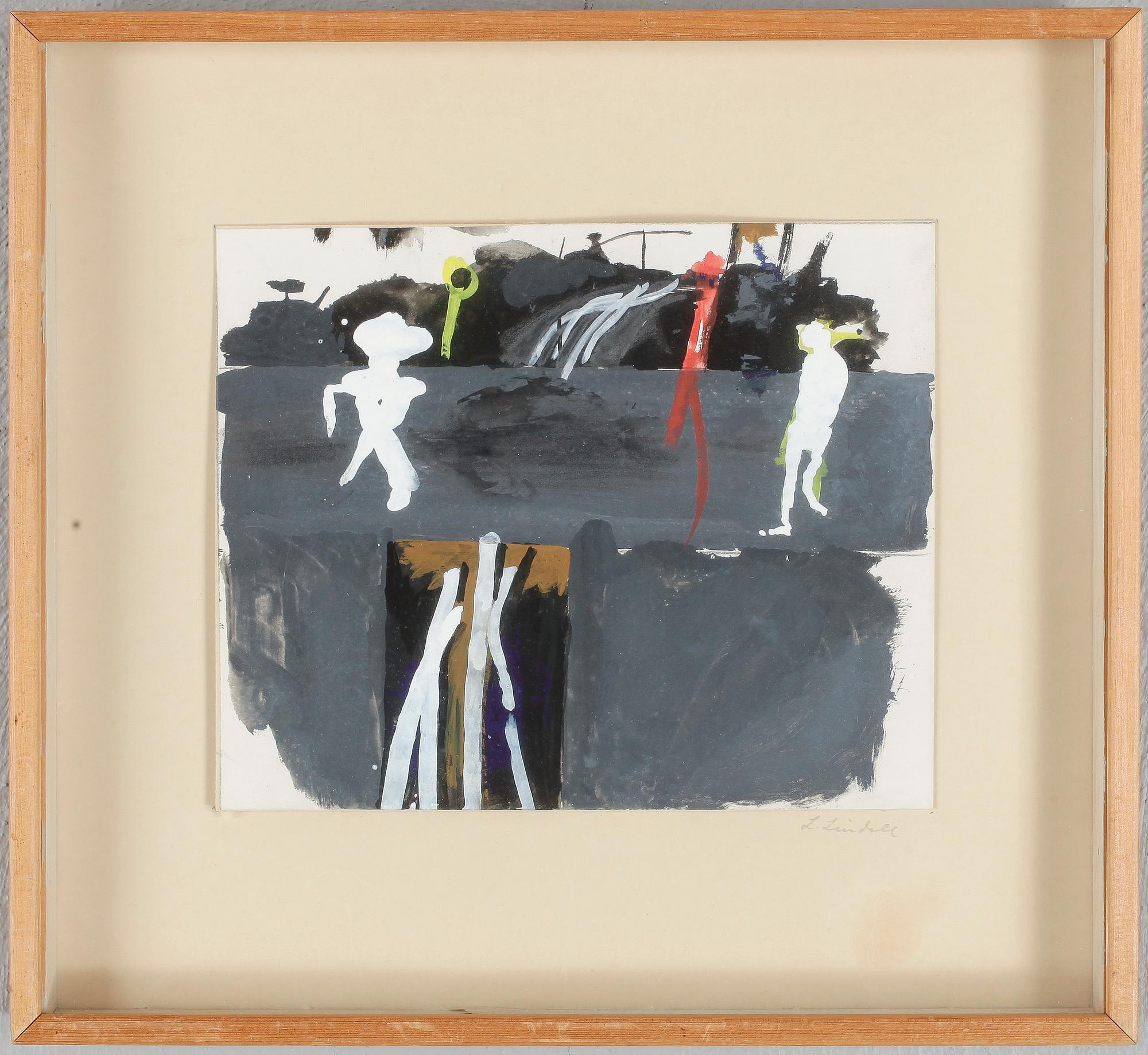 LAGE LINDELL, blandteknik på papp, signerad på monteringsyta.